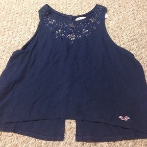 hollister glittery navy blue tank top