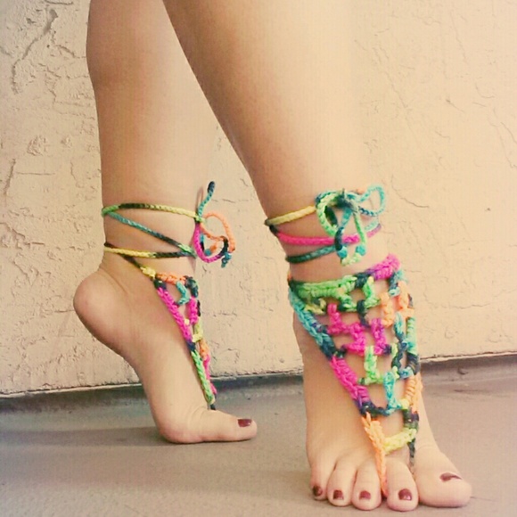 Handmade barefoot crochet sandals