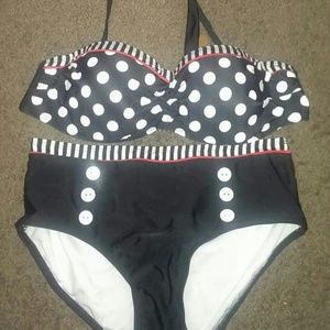 NWOT Retro high waisted 2pc bathing suit