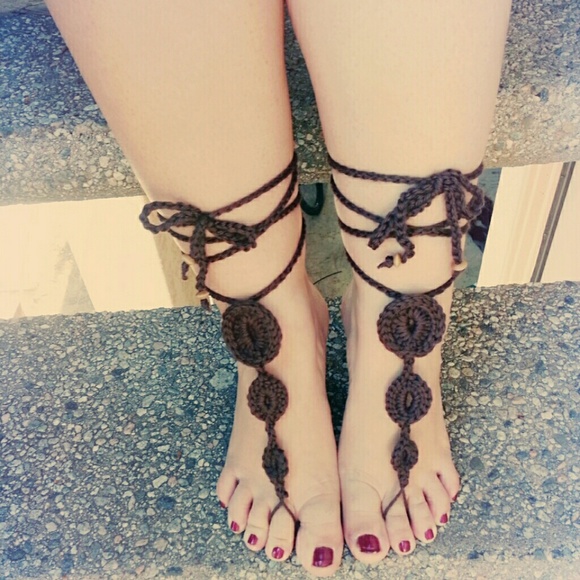 Handmade barefoot crochet sandals
