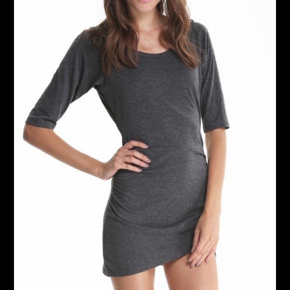 🆕❗️Grey Half Sleeve Ruched Wrap Front Dress ❗️🆕
