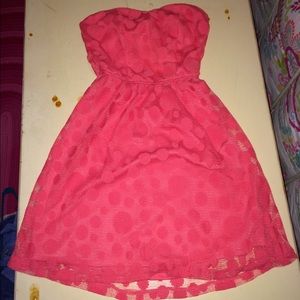 pink polka dot dress