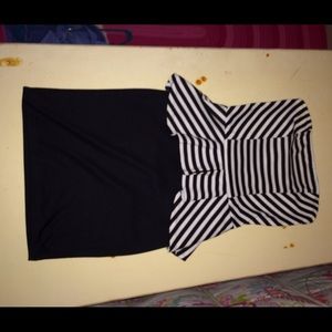 black and white striped dress