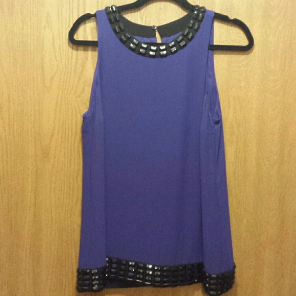 I.N.C. Vibrant Purple top w/jeweled hem & neck