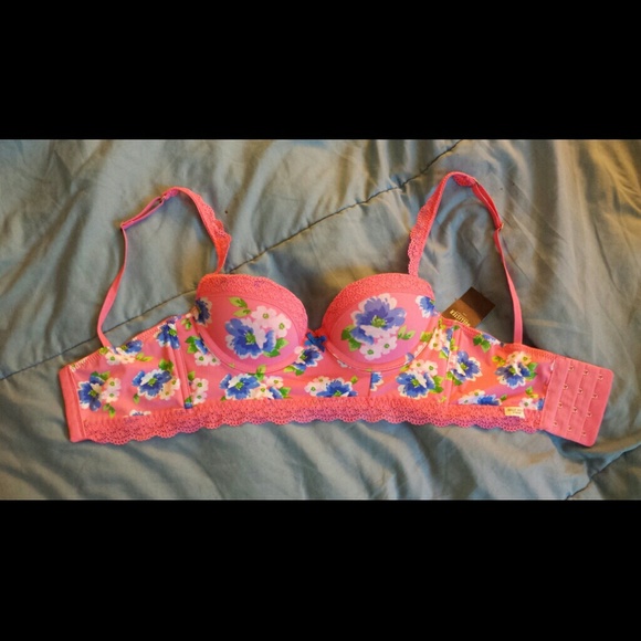 Floral Pink Lace Bra