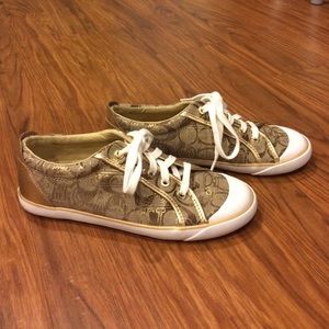 Authentic Coach "Barrett" Gold/Khaki Sneaker Sz 8