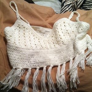 Beige beach crop top