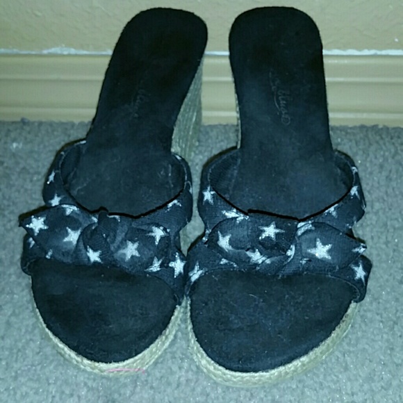 Anchor blue slip on wedge sandal