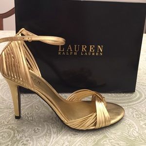 Ralph lauren gold heels Clearance