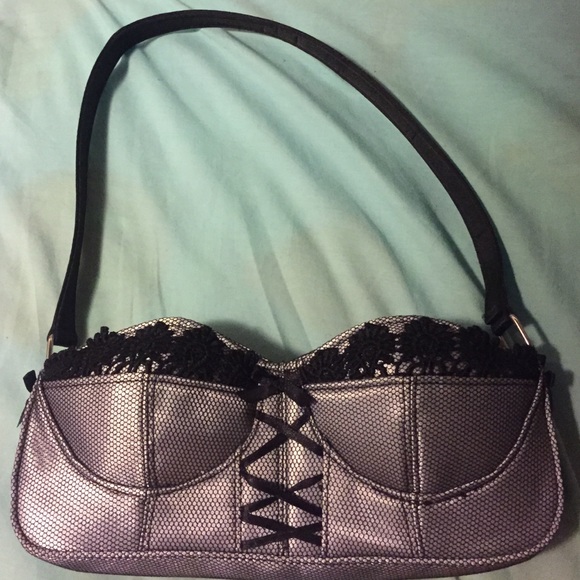 Corset purse handbag NWOT grey lace