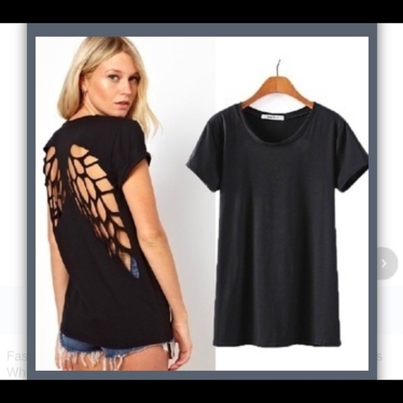 New black T open back wings