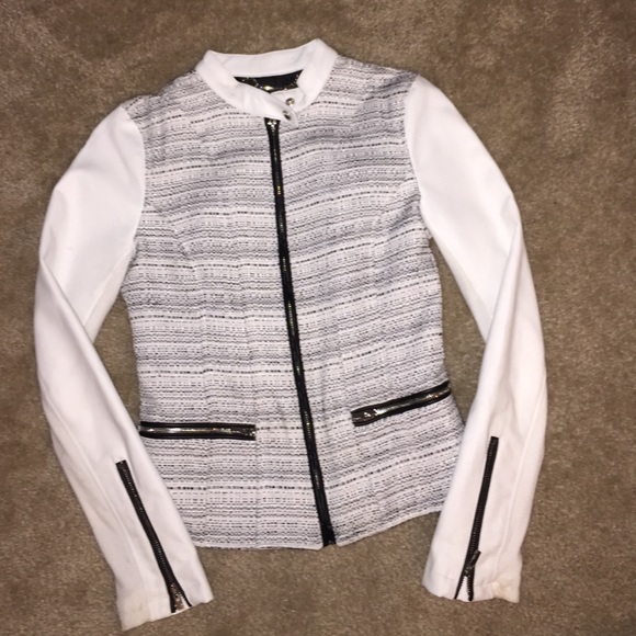 Express size small leather and tweed jacket!