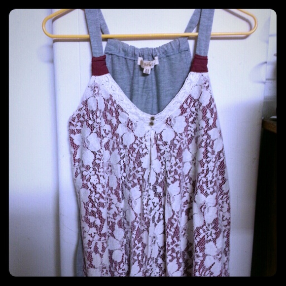Burgundy flower lace top