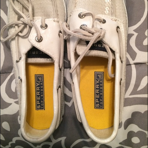 Womens white sequin Sperry's - Picture 1 of 2