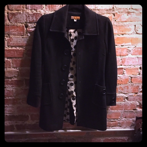 Black peacoat with oversized buttons