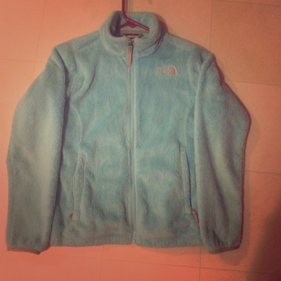 Light blue furry girls north face