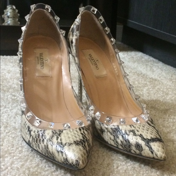 Valentino Rockstud Snakeskin Pumps Stilettos 36.5