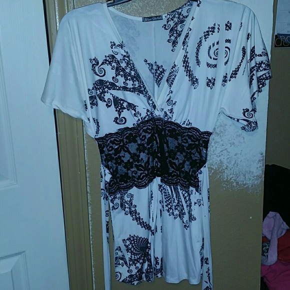Blue sketch satin top