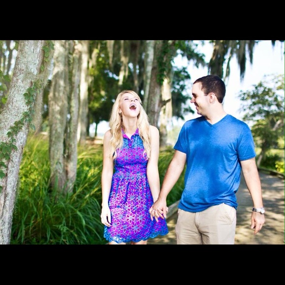 Blue lace with pink underlay lily pulitzer - Picture 2 of 4