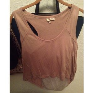 Cream High low crop top