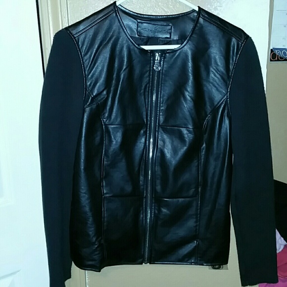 Jaclyn smith pleather and knit jacket