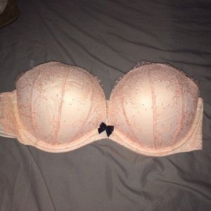 Blush Pink 3 hook bra with black accent