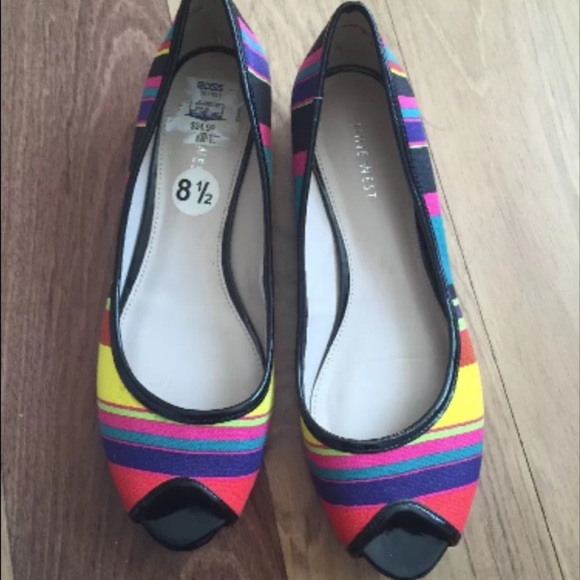 Nine West Multi-Color Striped Heel Flats