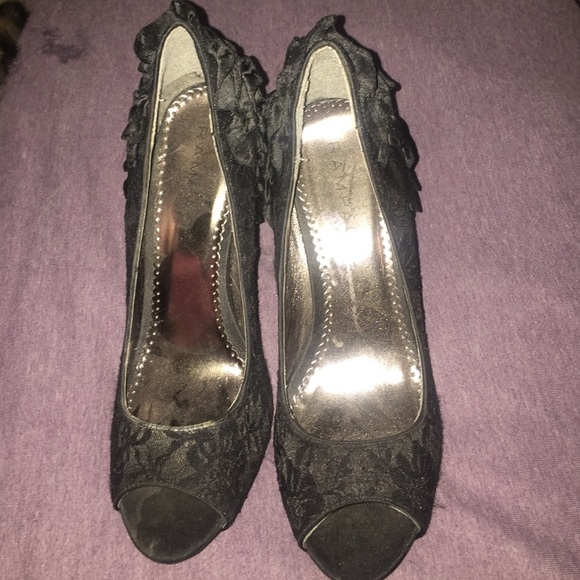 Black heels with lace overlay