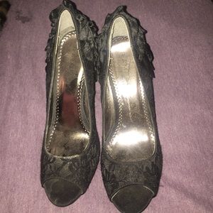 Black heels with lace overlay