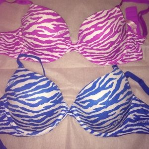 Two zebra print bras from VS pink! 💙💜