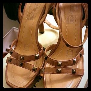 Cathy Jean studded nude heels