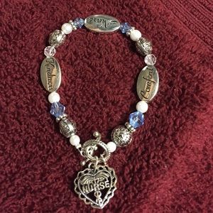 Blue and silver jeweled bracelet