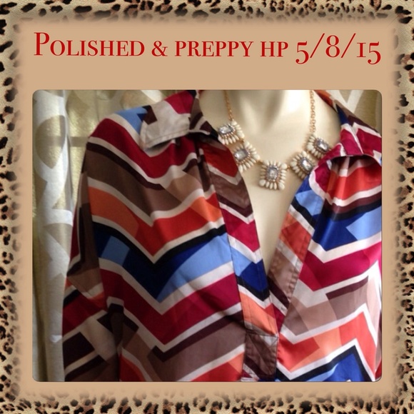 PETITE- Silky Multi-colored tunic style blouse