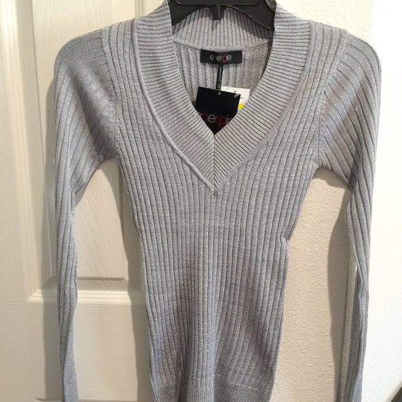 V neck Silver Sweater