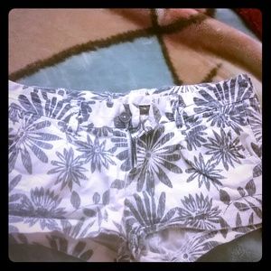 White and blue floral shorts