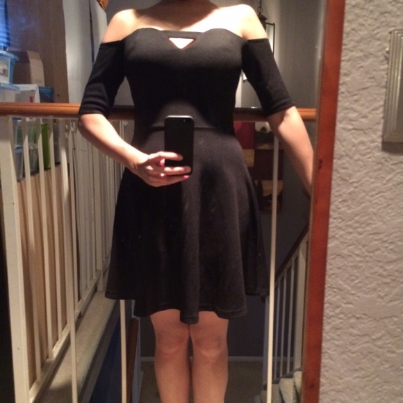Black Off the Shoulder Skater Dress