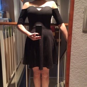 Black Off the Shoulder Skater Dress