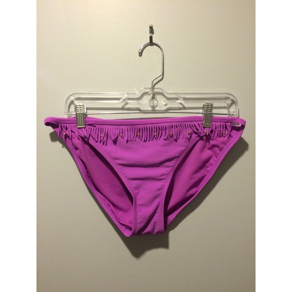Purple Bathing Suit Bottom with Fringe
