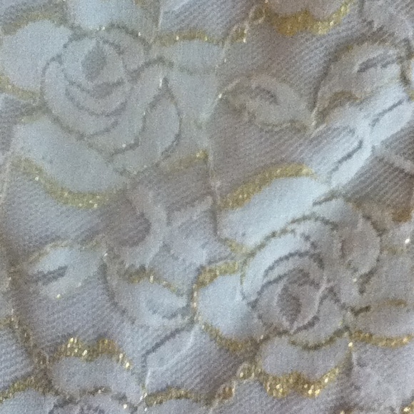 White and Gold Lace Peplum Top - Picture 4 of 4