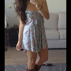 Summer mini dress with floral print
