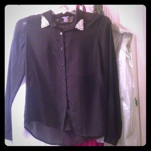 Charlotte Russe Collared Chiffon Button Down