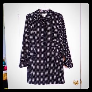ANN TAYLOR LOFT WHITE POLKA DOT TRENCH COAT