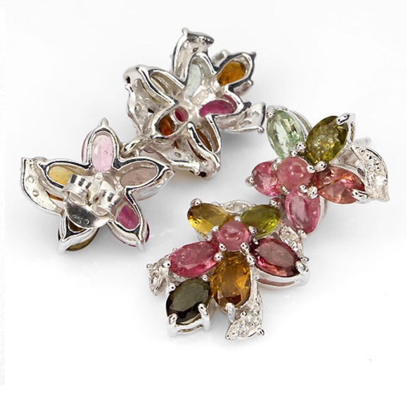 🎉2xHP🎉Natural Tourmaline & Topaz 925 Earrings - Picture 2 of 2