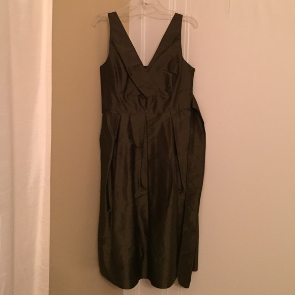 Silk olive green cocktail dress