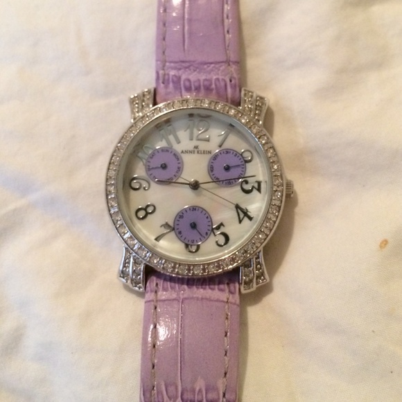 Anne Klein Purple rhinestone  watch
