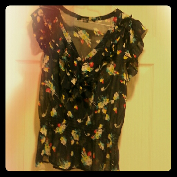 Sheer navy blue W/ flowers