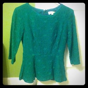 Anthropologie lace peplum blouse size 6