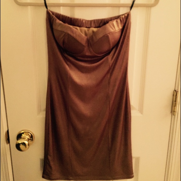 Forever 21 strapless gold dress - Picture 1 of 3