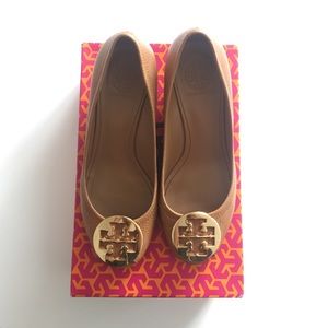 Tory Burch peep toe wedges