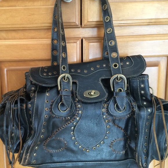 Brown leather bohemian bag